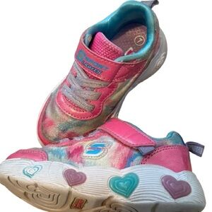 Skechers Pink and Blue Sneakers with Chunky Sole and Breathable Mesh
